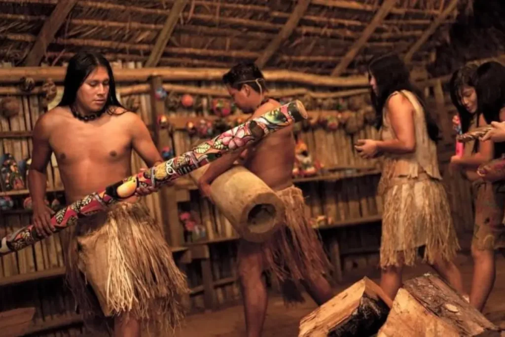 Maleku community sharing ancestral traditions during an Outback Quads cultural tour in La Fortuna Costa Rica.